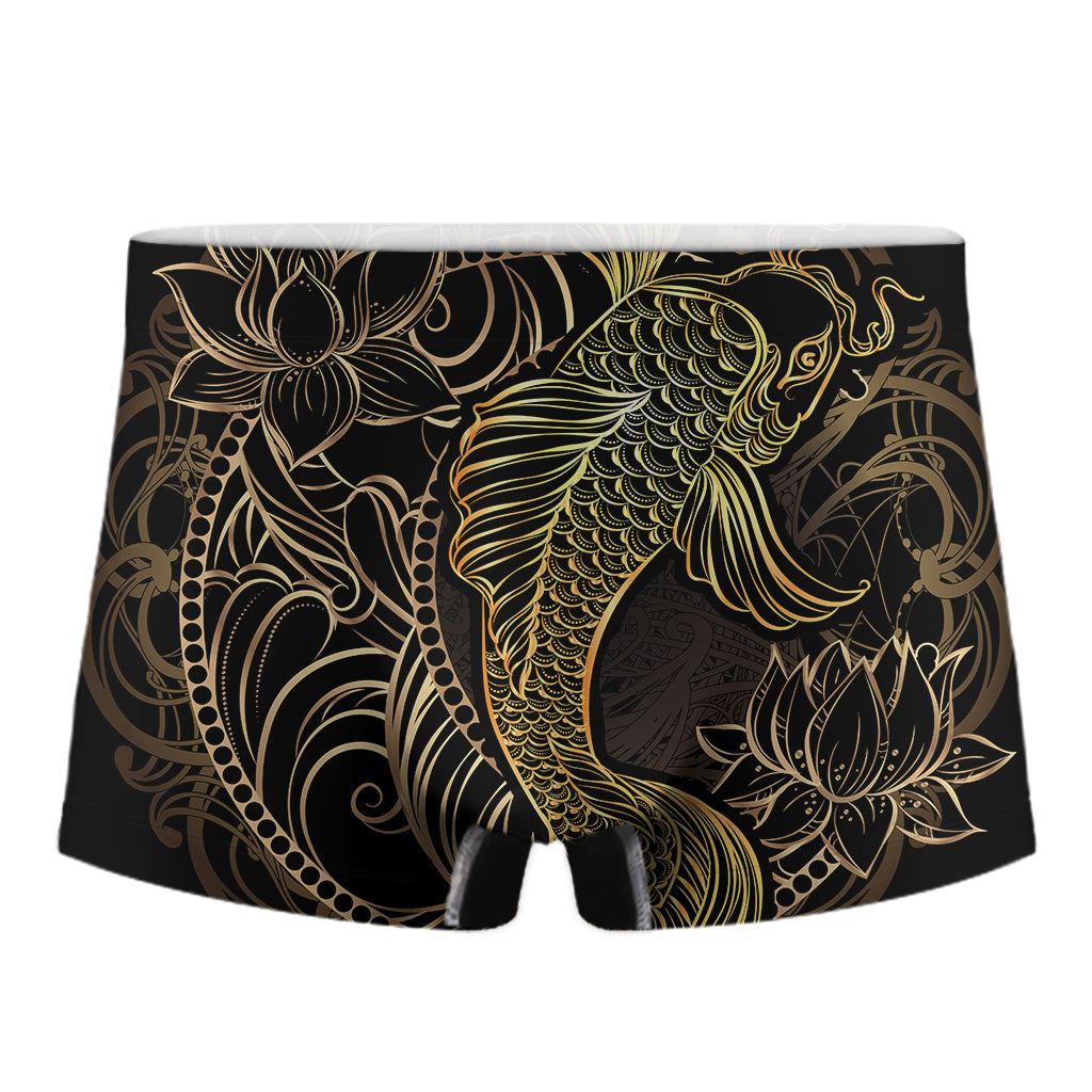 Gold Koi Carp Fish Print Men's Boxer Briefs