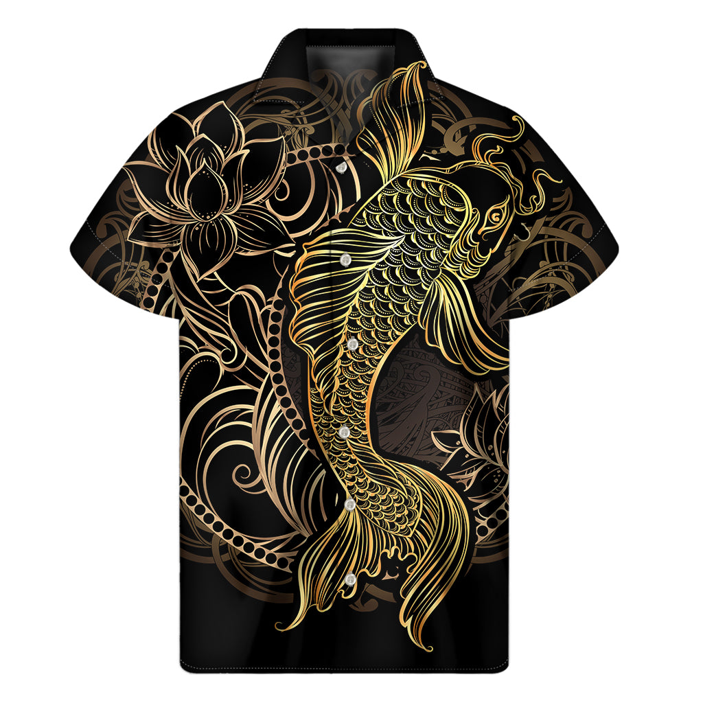 Gold Koi Carp Fish Print Men's Short Sleeve Shirt