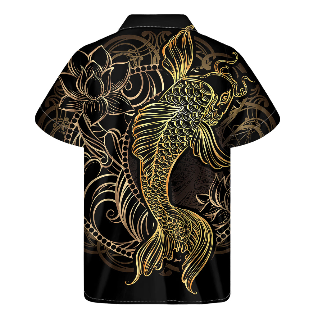 Gold Koi Carp Fish Print Men's Short Sleeve Shirt