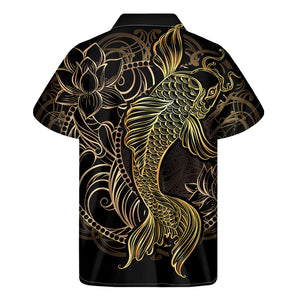 Gold Koi Carp Fish Print Men's Short Sleeve Shirt