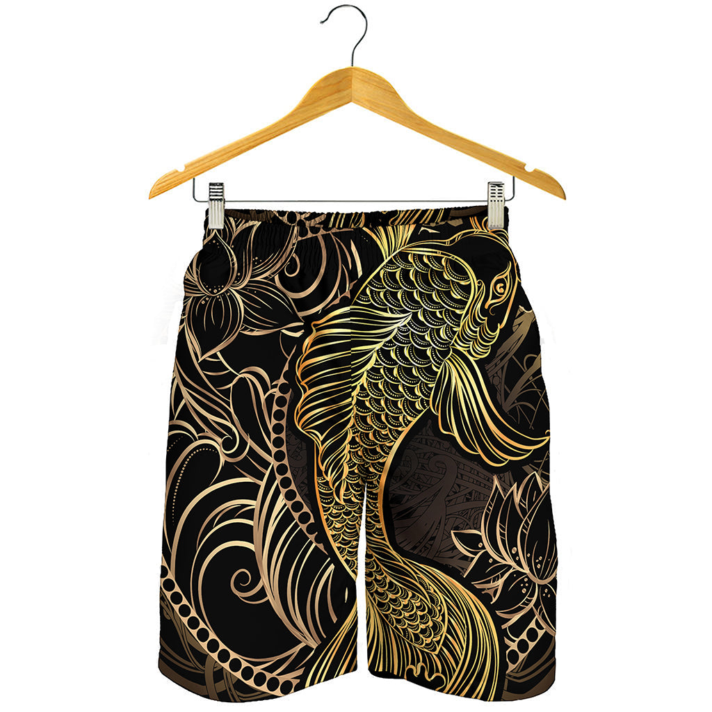 Gold Koi Carp Fish Print Men's Shorts