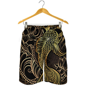 Gold Koi Carp Fish Print Men's Shorts