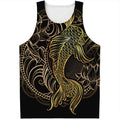 Gold Koi Carp Fish Print Men's Tank Top