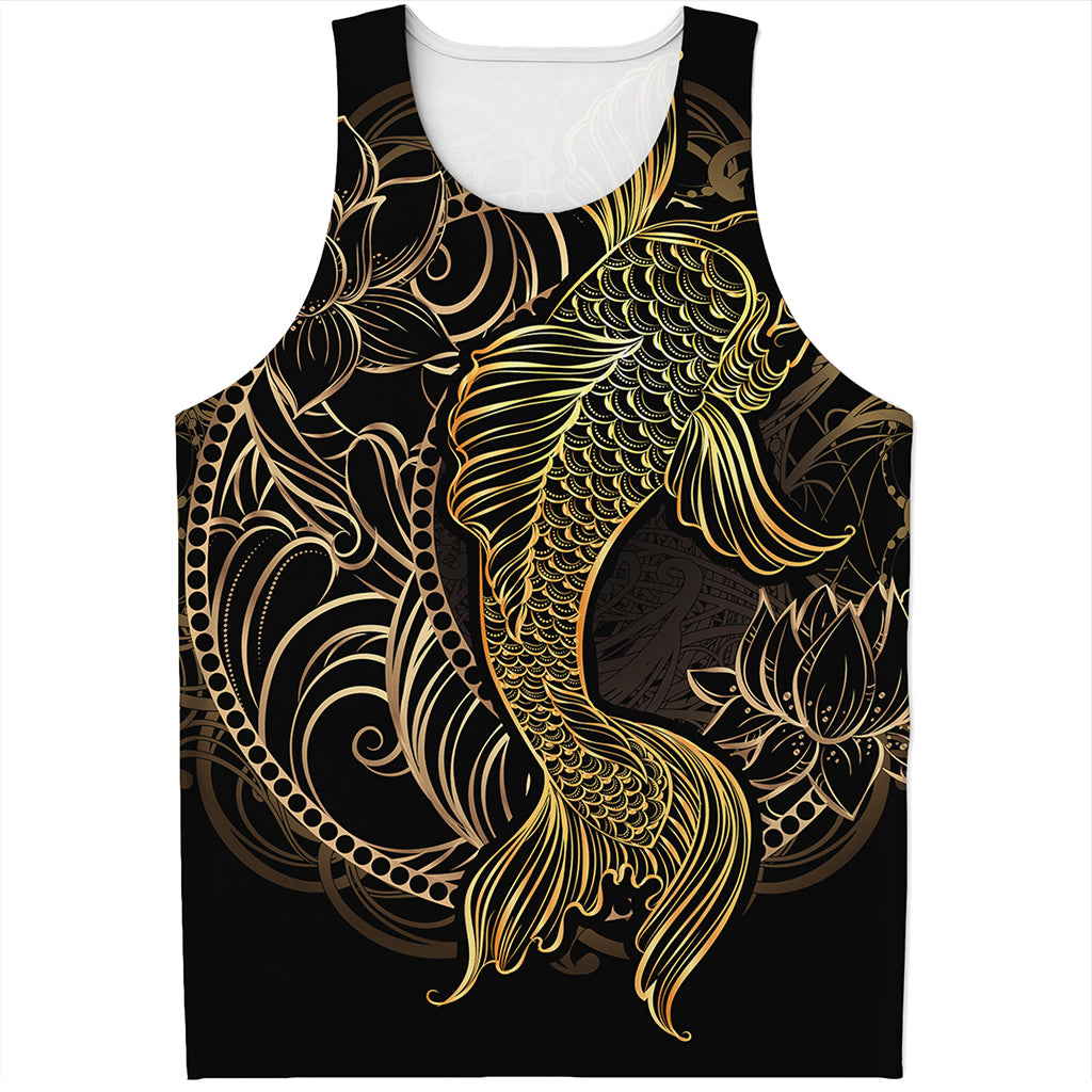 Gold Koi Carp Fish Print Men's Tank Top