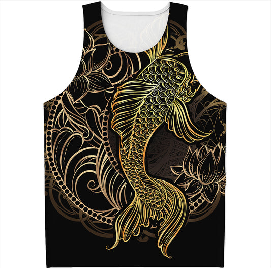 Gold Koi Carp Fish Print Men's Tank Top