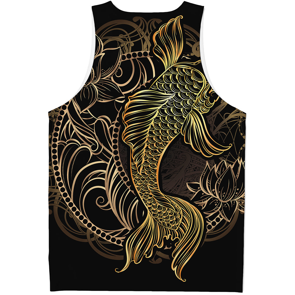 Gold Koi Carp Fish Print Men's Tank Top