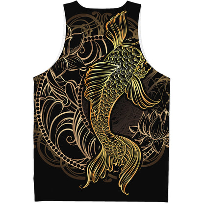 Gold Koi Carp Fish Print Men's Tank Top