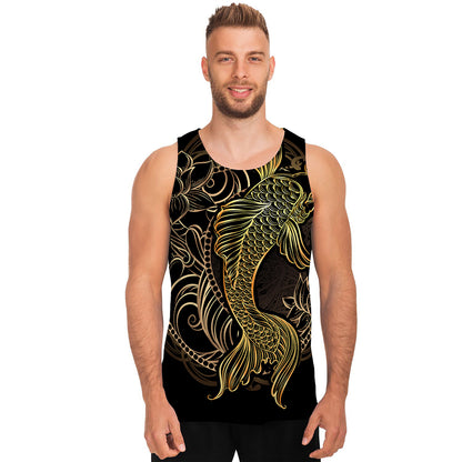 Gold Koi Carp Fish Print Men's Tank Top