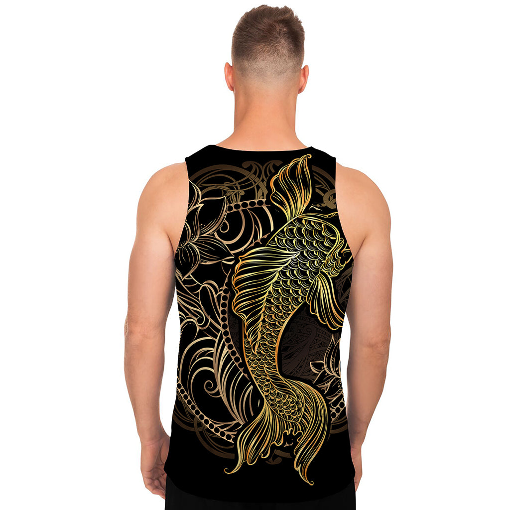 Gold Koi Carp Fish Print Men's Tank Top