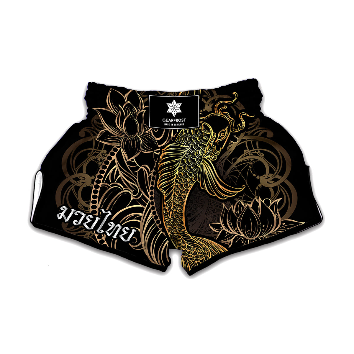 Gold Koi Carp Fish Print Muay Thai Boxing Shorts