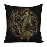 Gold Koi Carp Fish Print Pillow Cover
