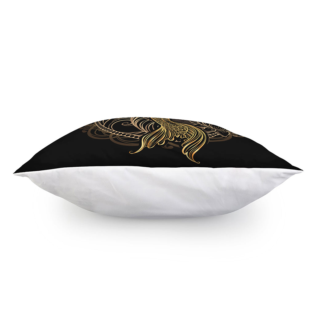 Gold Koi Carp Fish Print Pillow Cover