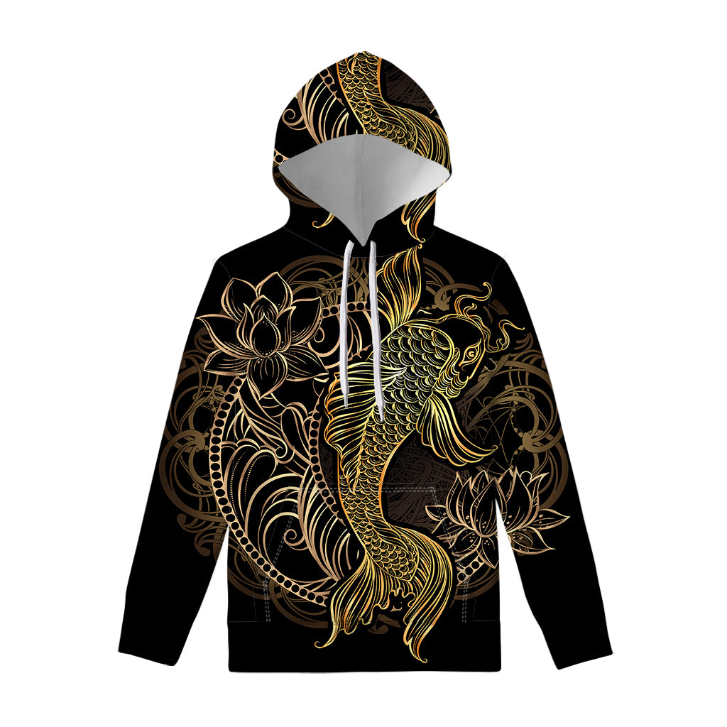 Gold Koi Carp Fish Print Pullover Hoodie