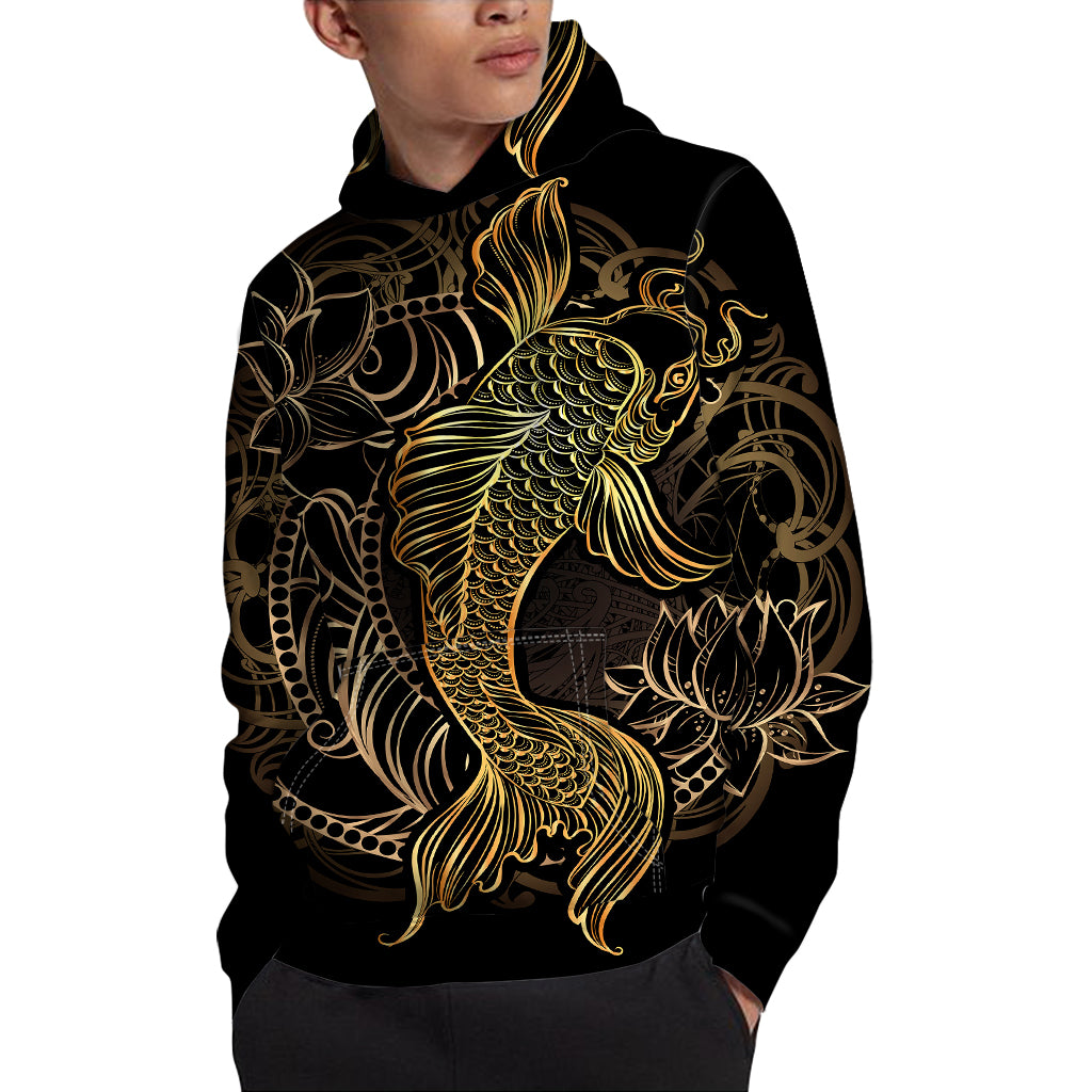 Gold Koi Carp Fish Print Pullover Hoodie