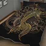 Gold Koi Carp Fish Print Quilt Bed Set