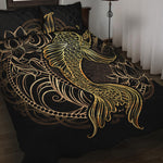 Gold Koi Carp Fish Print Quilt Bed Set