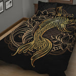 Gold Koi Carp Fish Print Quilt Bed Set
