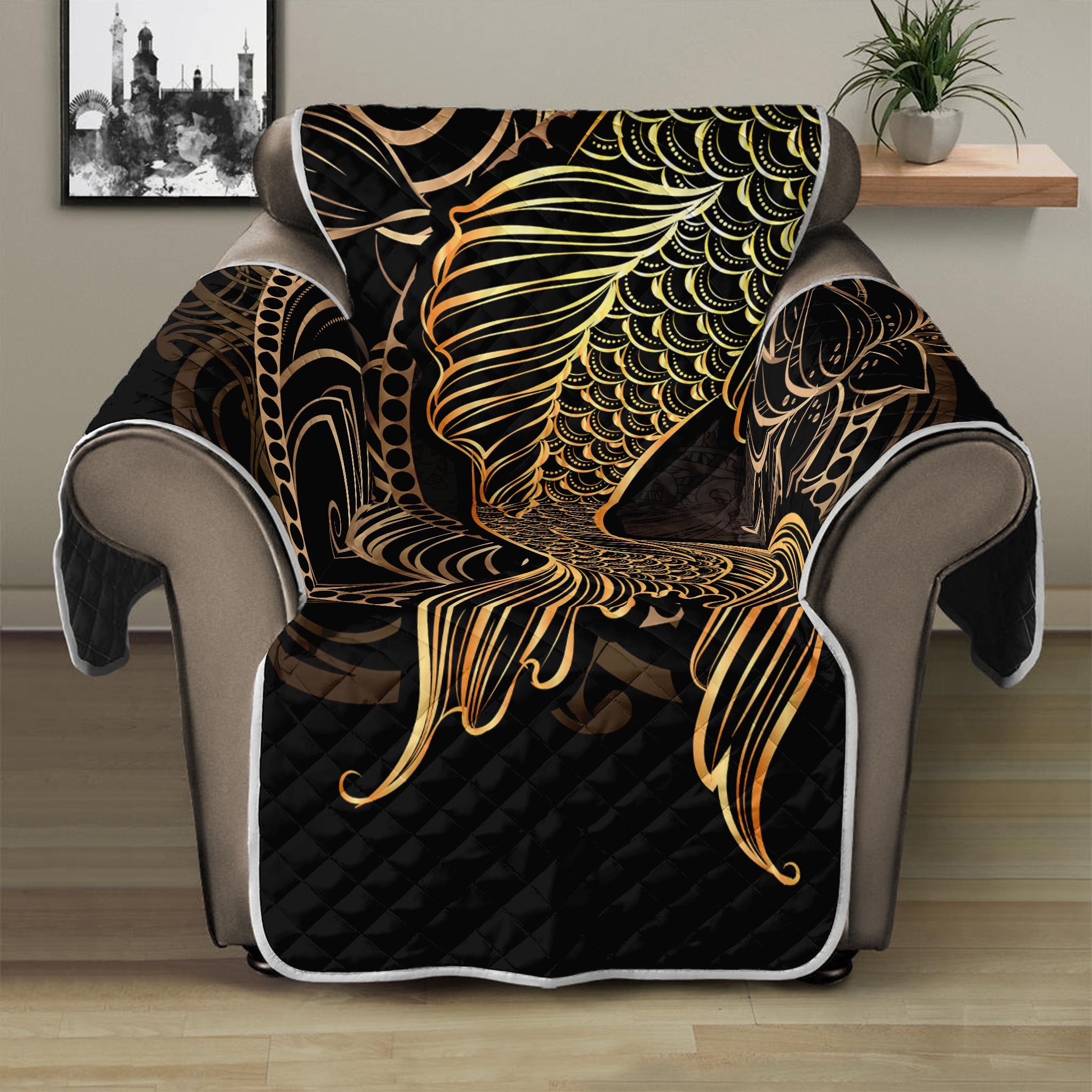 Gold Koi Carp Fish Print Recliner Protector