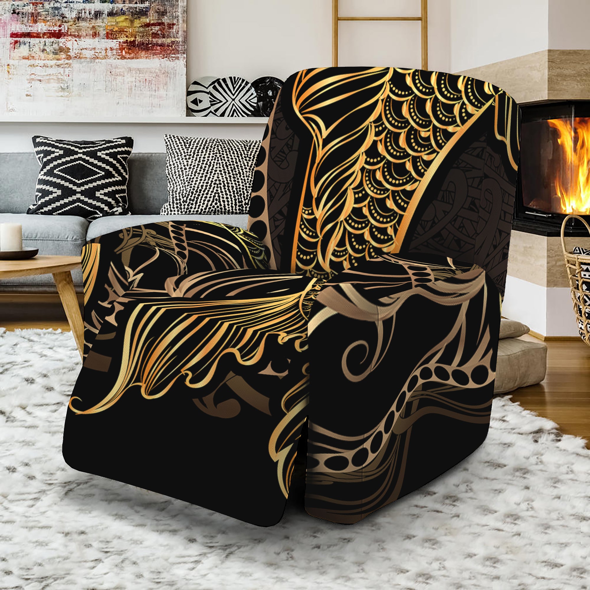 Gold Koi Carp Fish Print Recliner Slipcover