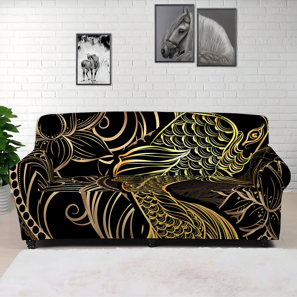Gold Koi Carp Fish Print Sofa Cover