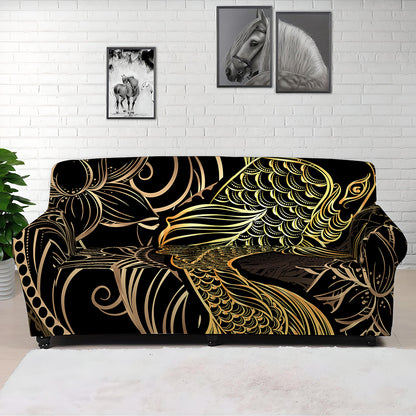 Gold Koi Carp Fish Print Sofa Cover