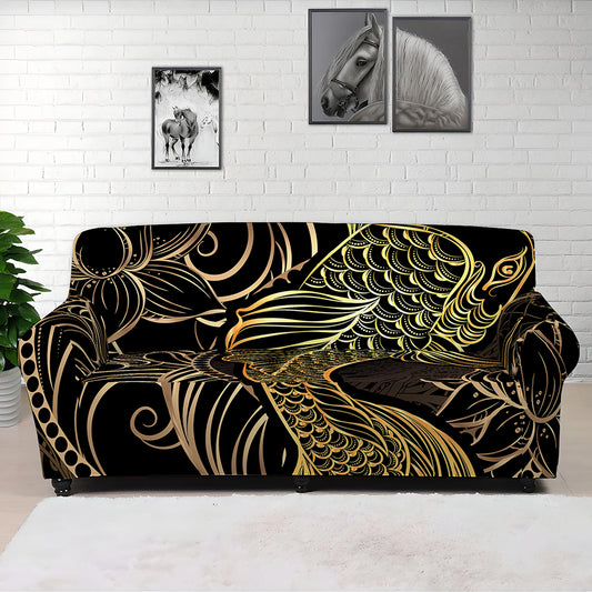 Gold Koi Carp Fish Print Sofa Cover