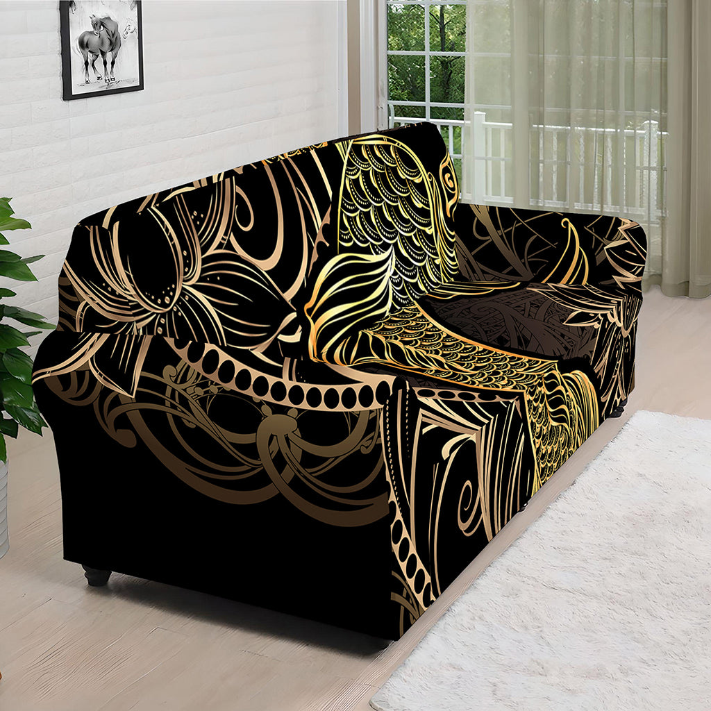 Gold Koi Carp Fish Print Sofa Cover