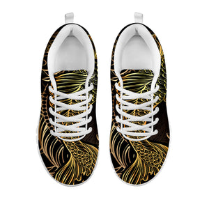 Gold Koi Carp Fish Print White Sneakers