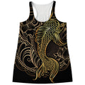 Gold Koi Carp Fish Print Women's Racerback Tank Top