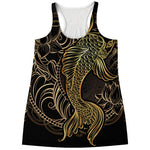 Gold Koi Carp Fish Print Women's Racerback Tank Top