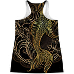 Gold Koi Carp Fish Print Women's Racerback Tank Top
