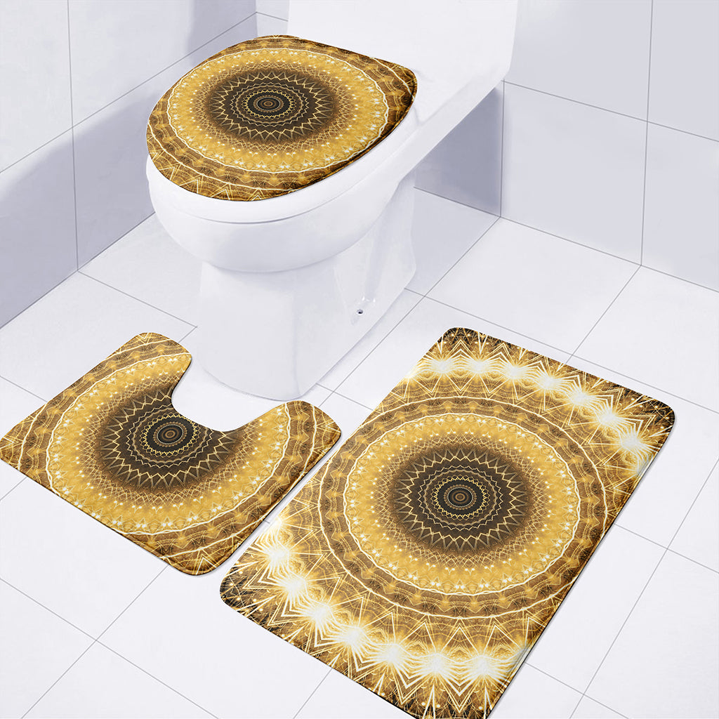 Gold Lights Kaleidoscope Print 3 Piece Bath Mat Set