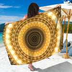 Gold Lights Kaleidoscope Print Beach Sarong Wrap