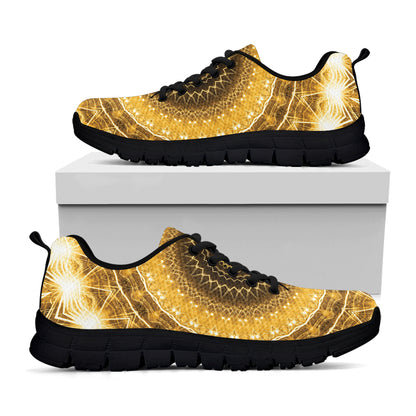 Gold Lights Kaleidoscope Print Black Sneakers