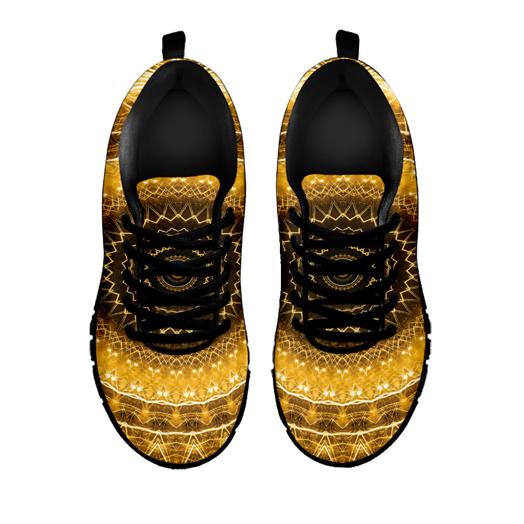 Gold Lights Kaleidoscope Print Black Sneakers
