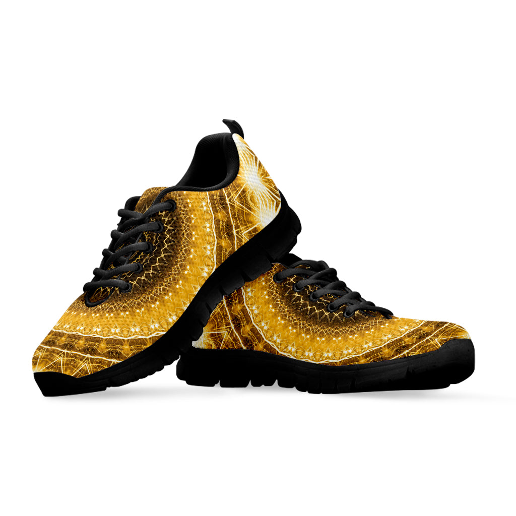 Gold Lights Kaleidoscope Print Black Sneakers