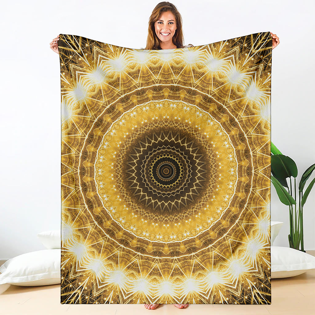 Gold Lights Kaleidoscope Print Blanket