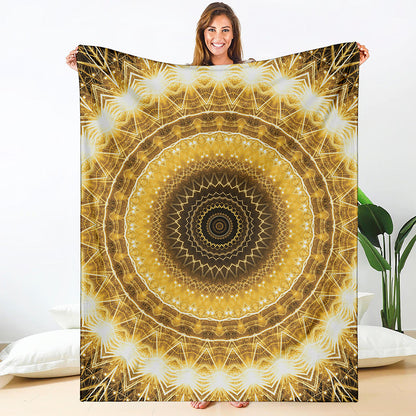 Gold Lights Kaleidoscope Print Blanket