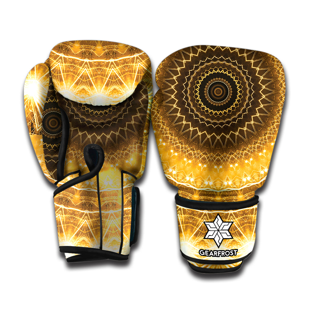 Gold Lights Kaleidoscope Print Boxing Gloves