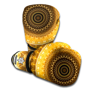 Gold Lights Kaleidoscope Print Boxing Gloves