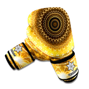 Gold Lights Kaleidoscope Print Boxing Gloves