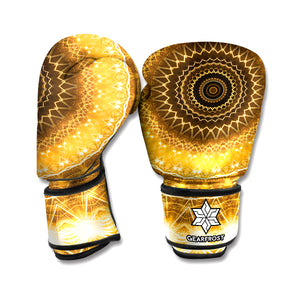 Gold Lights Kaleidoscope Print Boxing Gloves