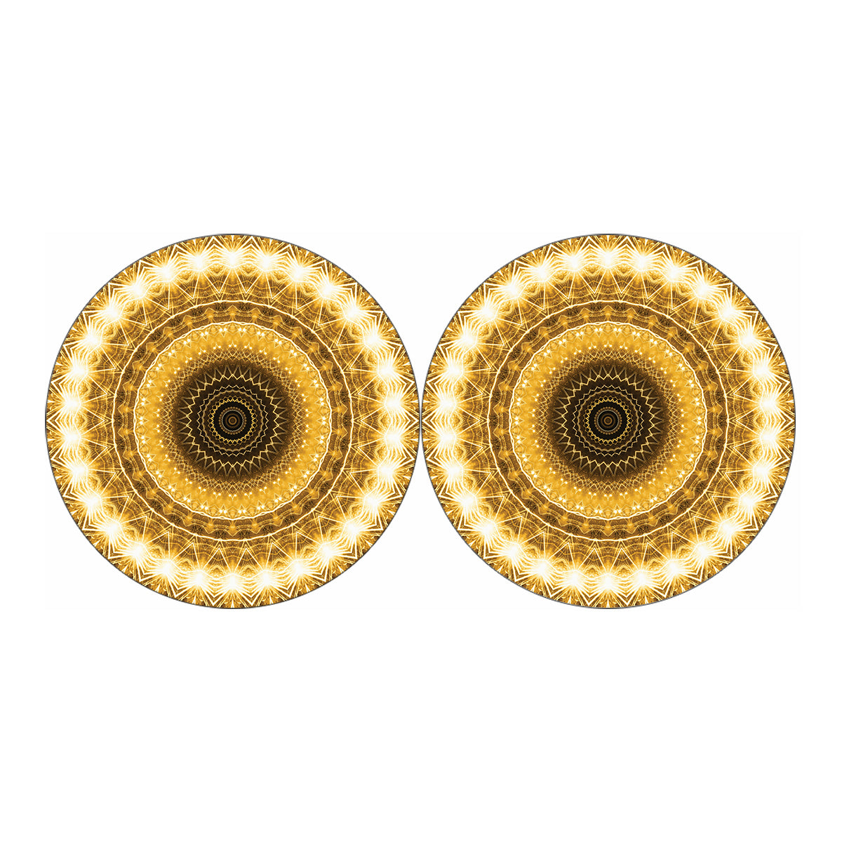 Gold Lights Kaleidoscope Print Car Coasters