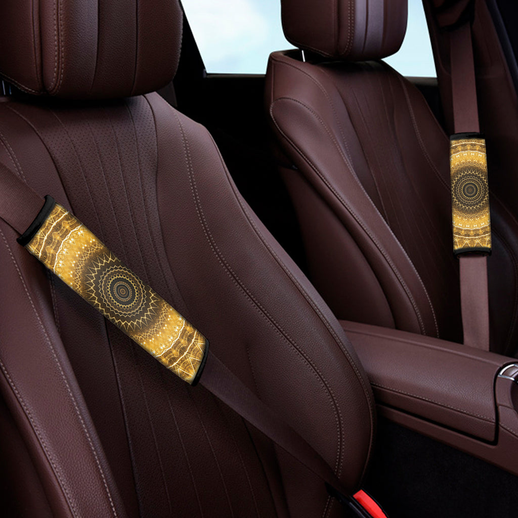 Gold Lights Kaleidoscope Print Car Seat Belt Covers
