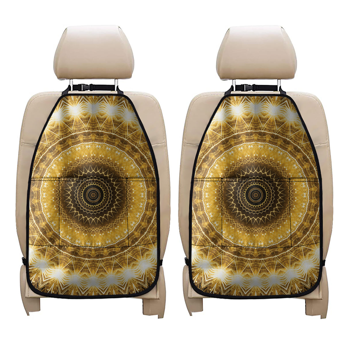 Gold Lights Kaleidoscope Print Car Seat Organizers