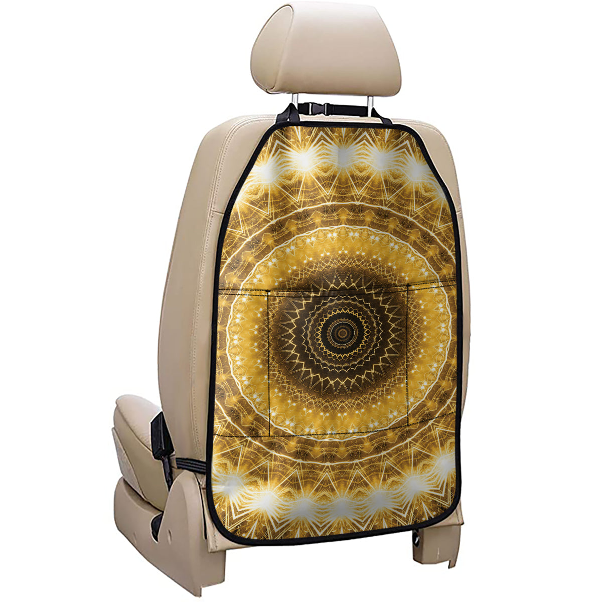 Gold Lights Kaleidoscope Print Car Seat Organizers