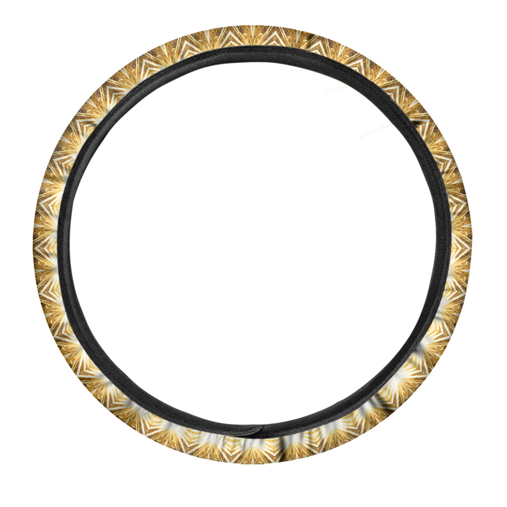 Gold Lights Kaleidoscope Print Car Steering Wheel Cover