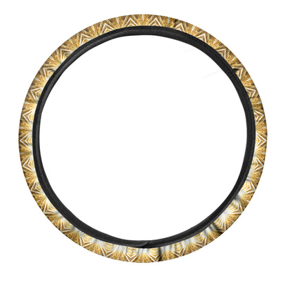 Gold Lights Kaleidoscope Print Car Steering Wheel Cover