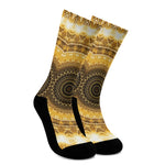 Gold Lights Kaleidoscope Print Crew Socks