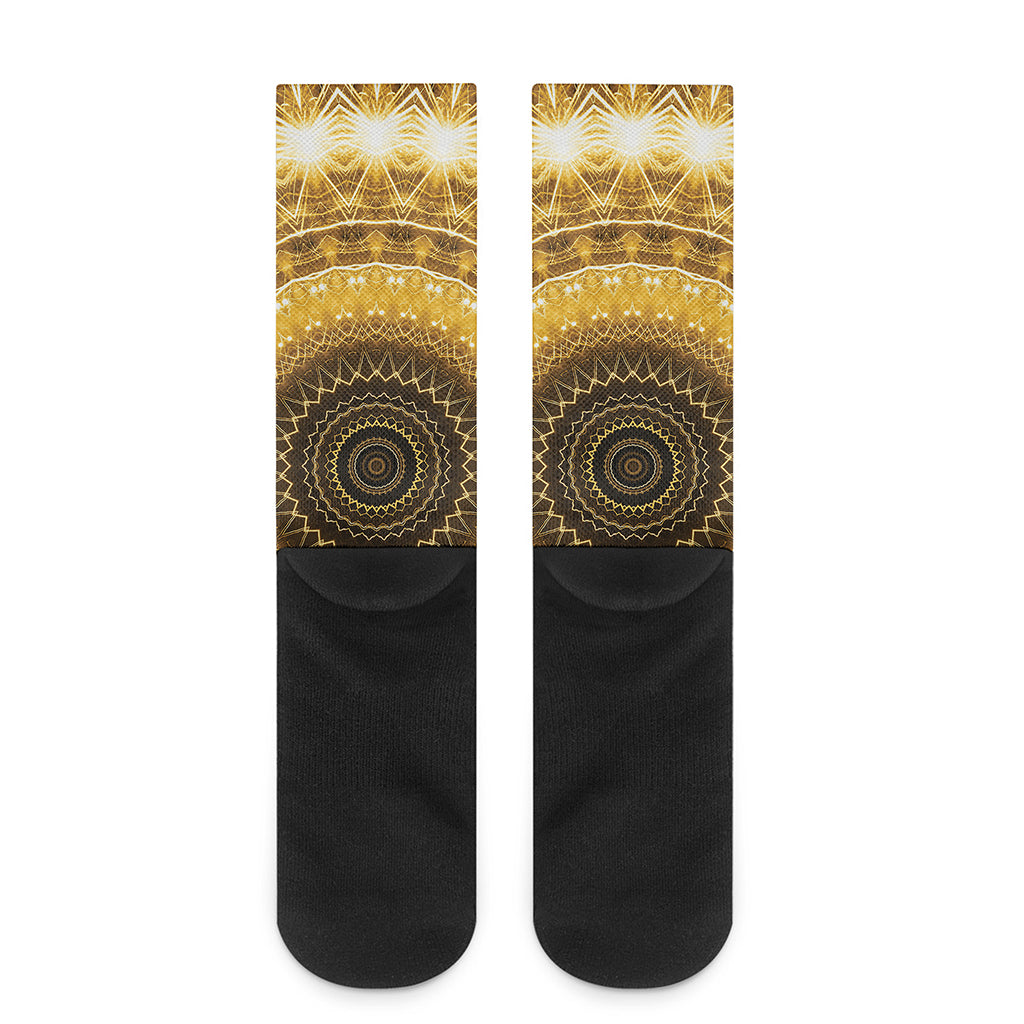 Gold Lights Kaleidoscope Print Crew Socks